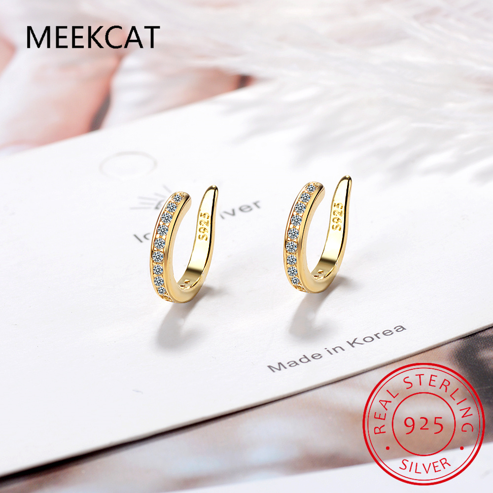 Ear Cuff No Piercing - 925 فضة كامل مويسانيتي الأذن الكفة