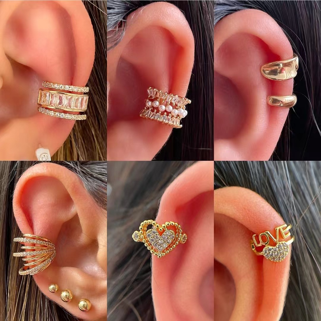 Ear Cuff No Piercing - الكورية موضة الزركون الأذن أقراط مشبكية