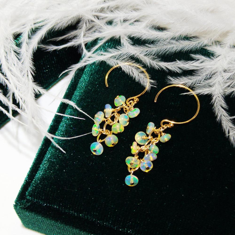 Opal Earrings Dangle - أقراط Lii Ji الطبيعية الإثيوبية العقيق