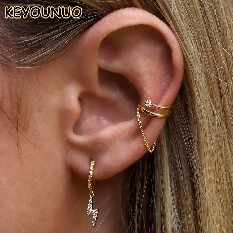 KEYOUNUO الذهب معبأ فضي اللون  - مراجعة Ear Cuff No Piercing وسعره