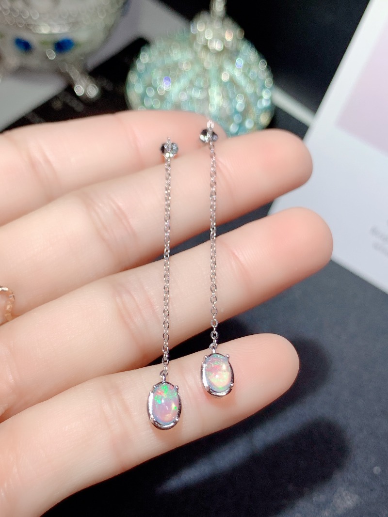 البيضاوي 4*6 مللي متر العقيق ا - مراجعة Opal Earrings Dangle وسعره