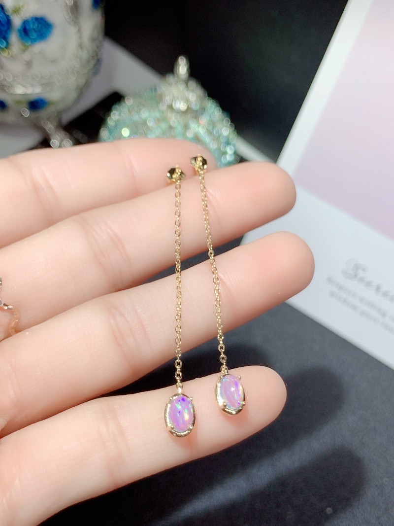 البيضاوي 4*6 مللي متر العقيق ا - مراجعة Opal Earrings Dangle وسعره