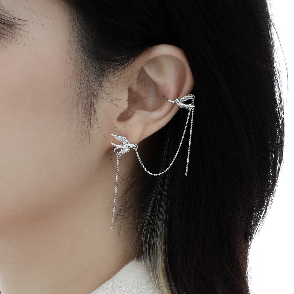 أقراط أذن على شكل طائر من الفض - مراجعة Ear Cuff No Piercing وسعره