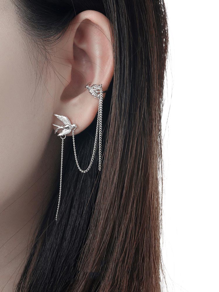 أقراط أذن على شكل طائر من الفض - مراجعة Ear Cuff No Piercing وسعره