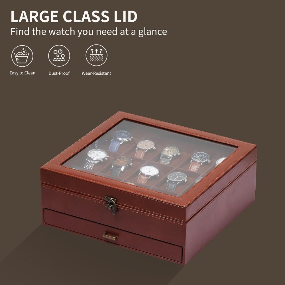 صندوق ساعات من طبقتين مع قفل،  - مراجعة Jewelry Box That Holds Watches وسعره